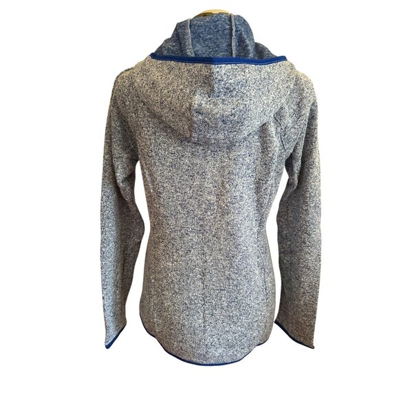 Tek Gear Blue Zip-Up Hooded Jacket Medium Heathered Design Long Sleeves Slim Fit - Picture 3 of 6